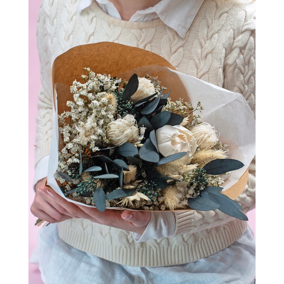 Bukiet suszonych kwiatów Grazia - eukaliptus, shola, koper włoski