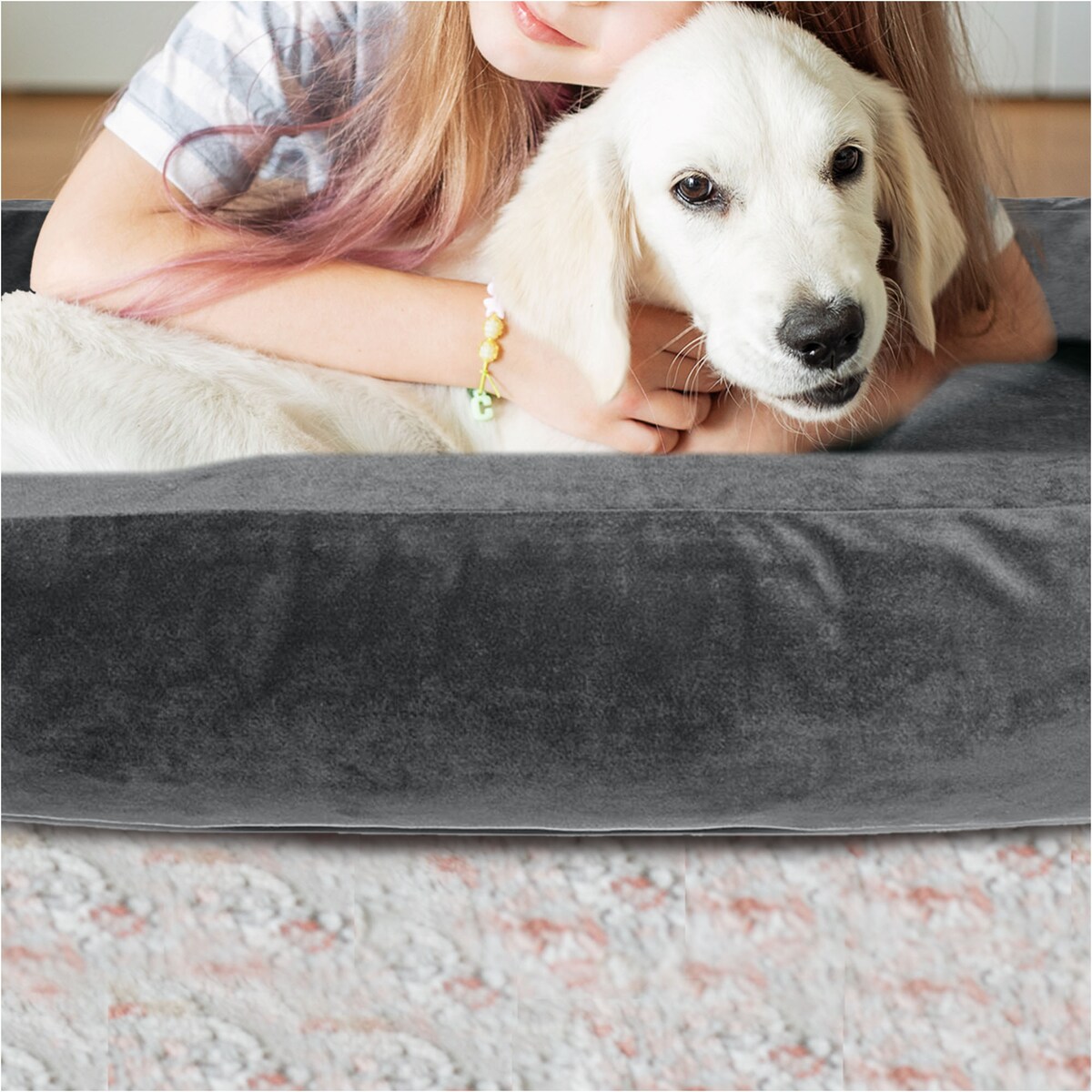 Legowisko Dla Psa Kanapa Posłanie Welurowe 90X75 Cm Prestiżowe Szare