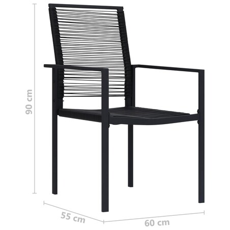vidaXL Krzesła ogrodowe, 2 szt., rattan PVC, czarne