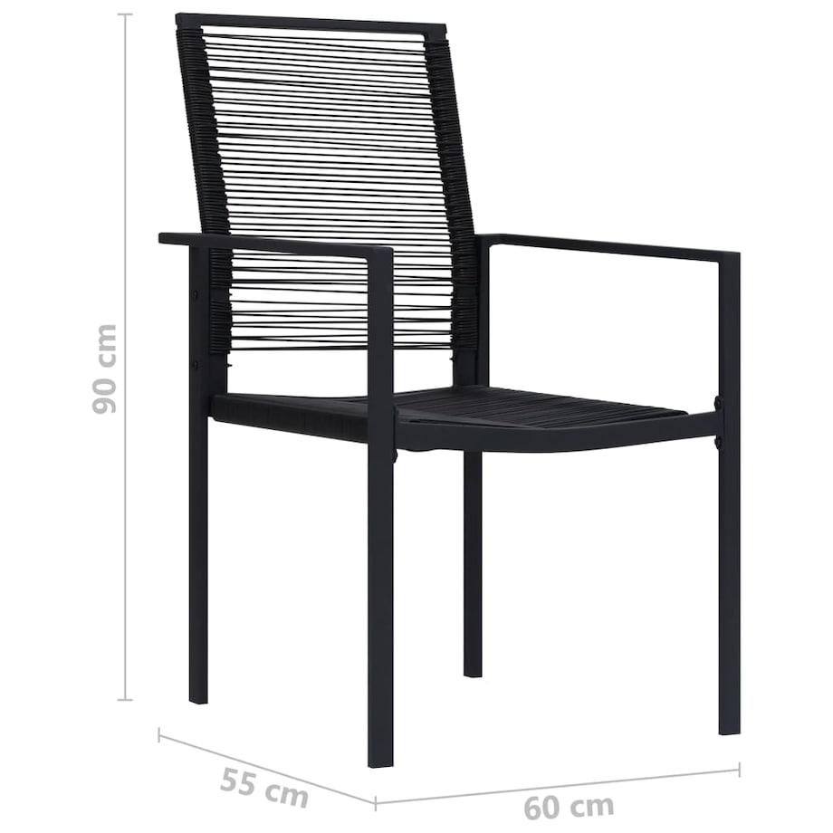 vidaXL Krzesła ogrodowe, 2 szt., rattan PVC, czarne
