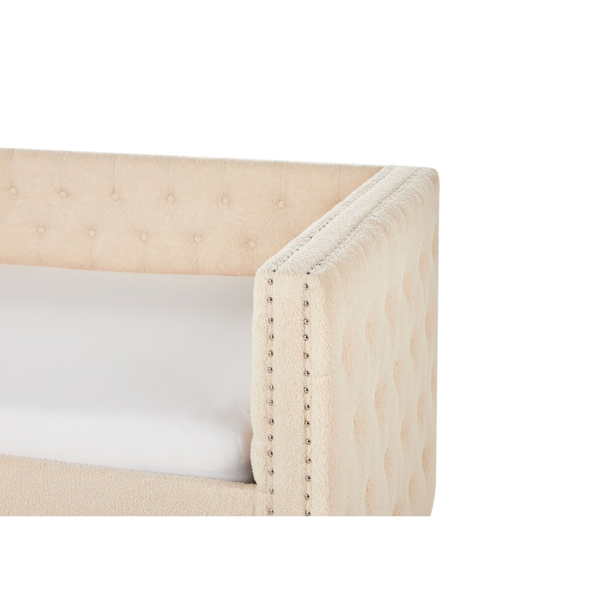 Łóżko wysuwane boucle 90 x 200 cm beżowe GASSIN