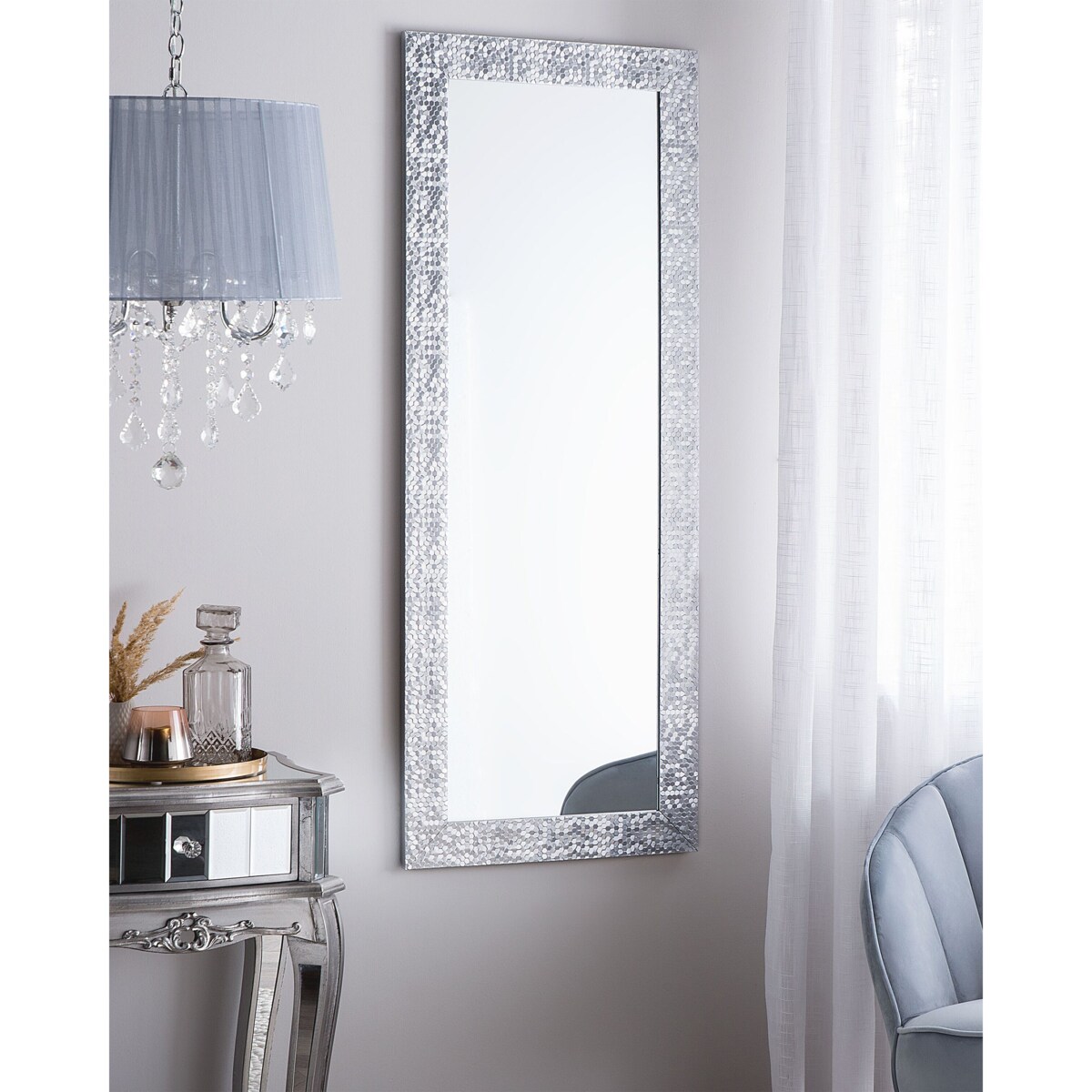 Lustro ścienne MARANS 50 cm 130 cm Srebrny