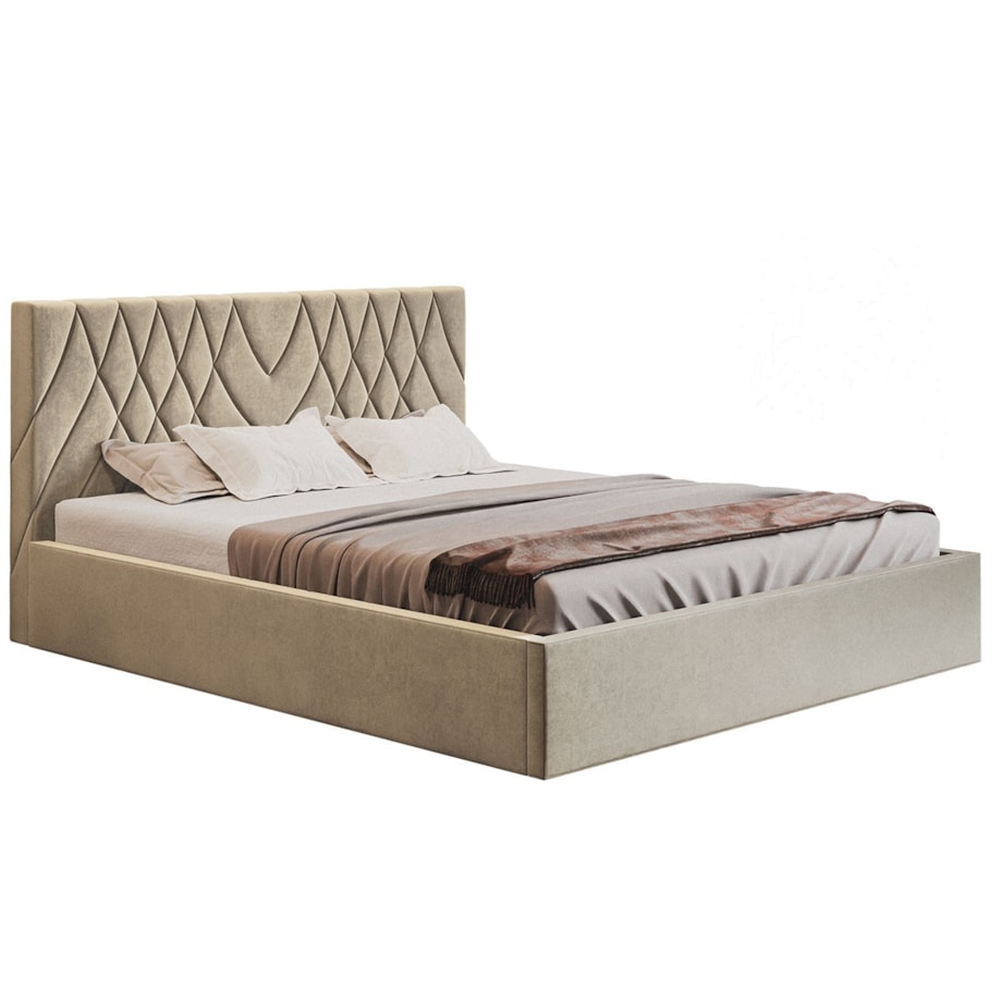 Łóżko tapicerowane jednoosobowe 120x200 OLDO 5 z pojemnikiem- beżowe