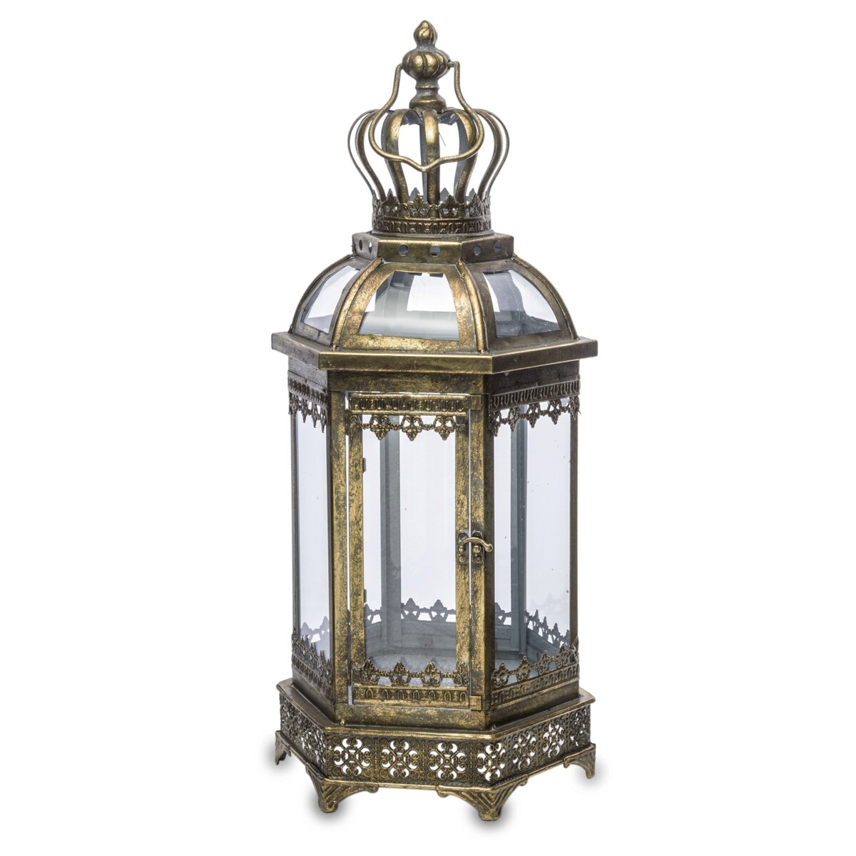 Lampion metalowy złoty 64x25x22 cm COROLLA