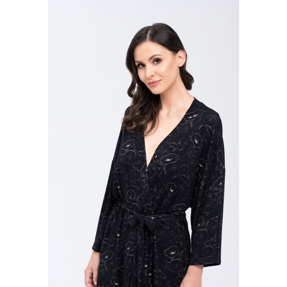 Szlafrok Koi Beżowo-Czarny Beżowo-Czarny, S