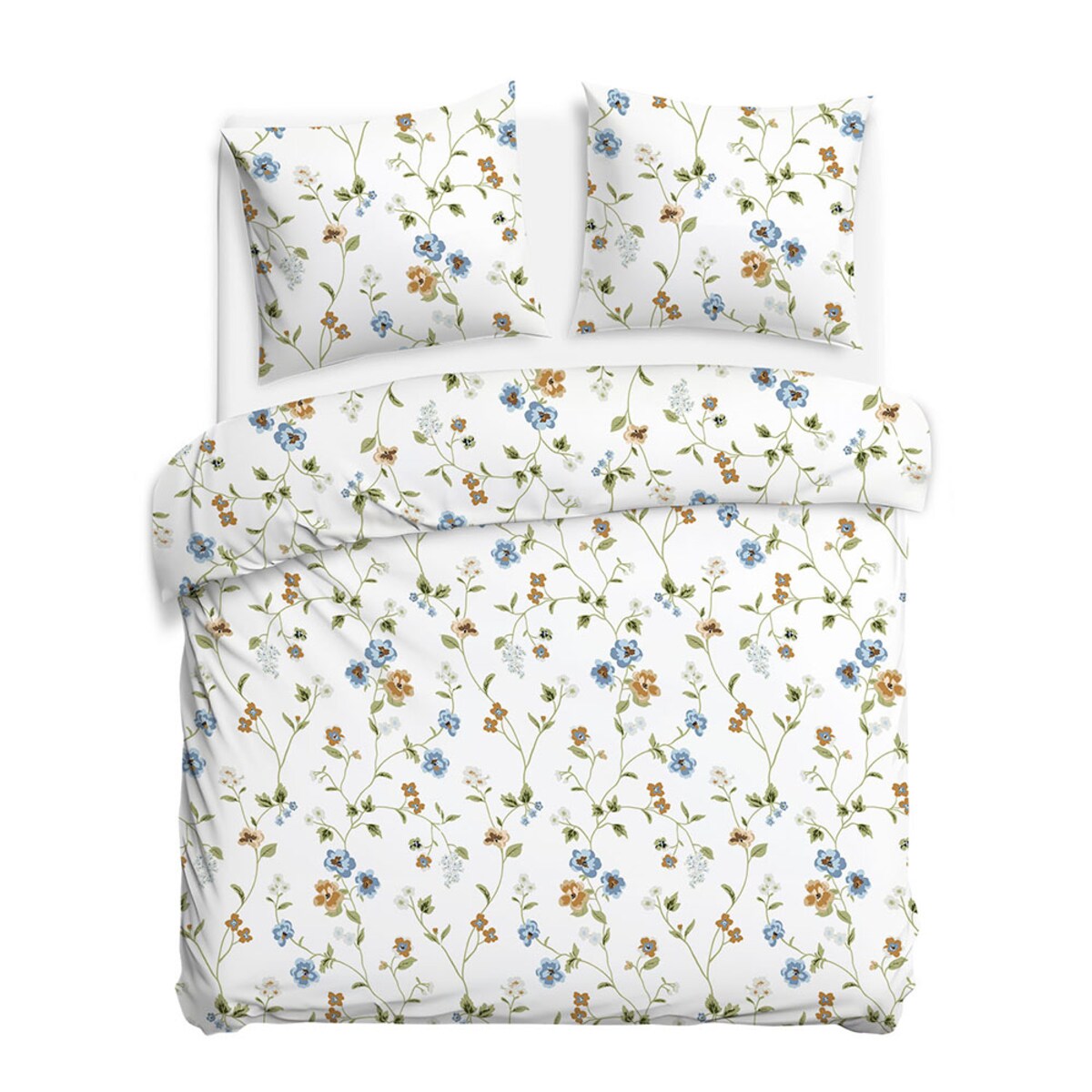 Pościel bawełniana 160x200 Meadowe biała w kolorowe kwiaty, Cottonlove