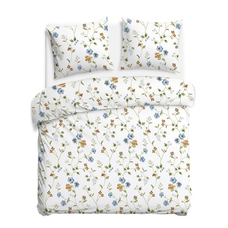 Pościel bawełniana 160x200 Meadowe biała w kolorowe kwiaty, Cottonlove