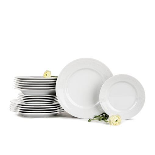 Zestaw obiadowy 6os. (18 el.) AMELIA BIAŁA KORONKA