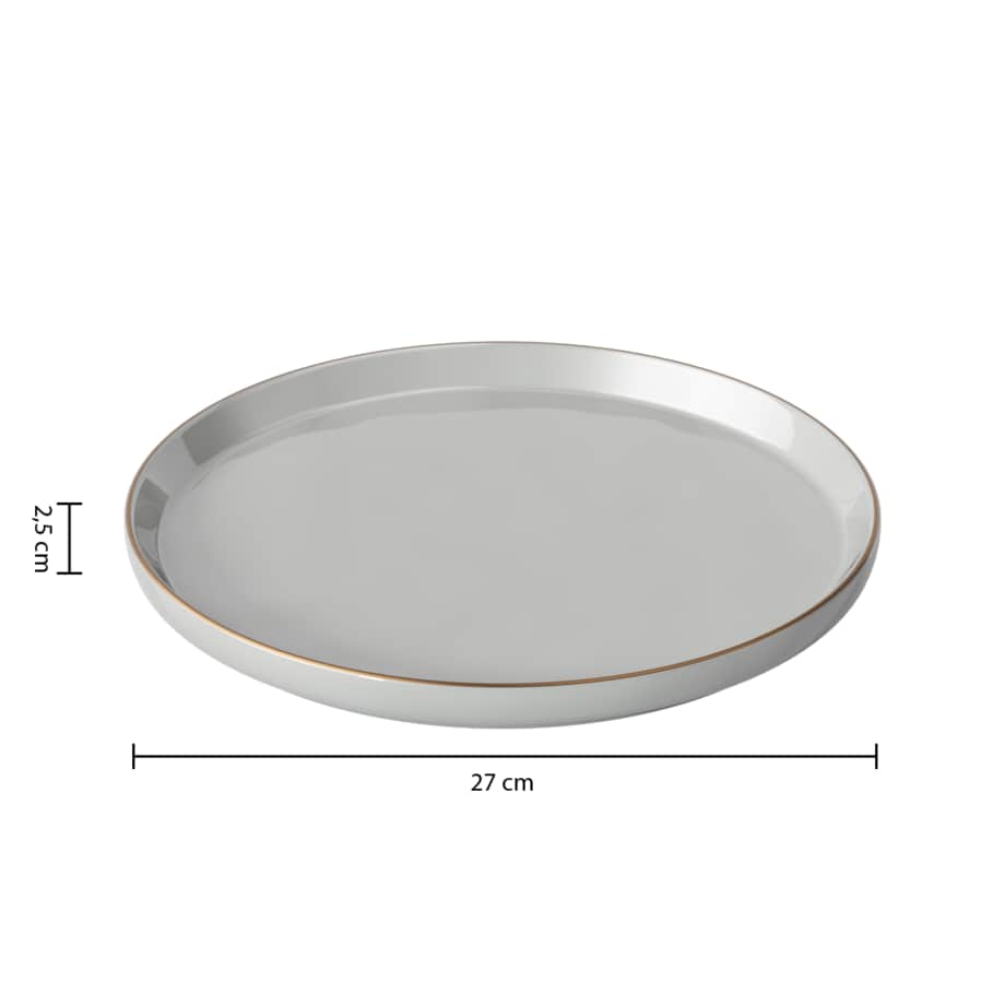 Talerze obiadowe porcelanowe SUBLIMA, złota obwódka, 6 sztuk x Ø 27 cm