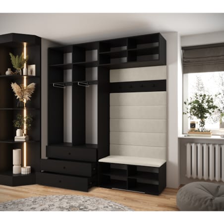 Garderoba do przedpokoju INOVA 4 Z12 czarny+złoty+manila02