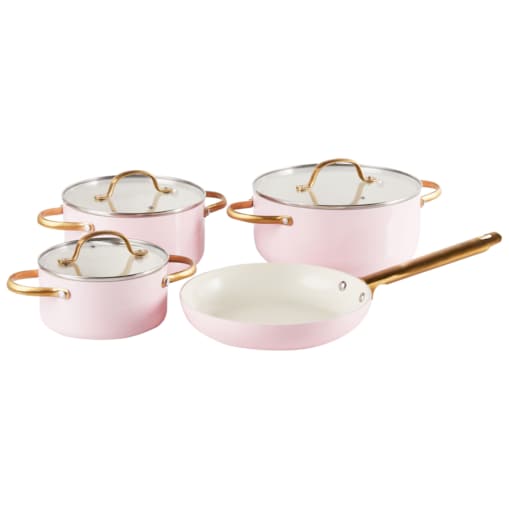 Zestaw garnków i patelni 7 elementów ELITE PRO Pastelowy róż
