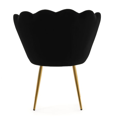 Czarne krzesło welurowe muszla na złotych nogach do toaletki jadalni salonu