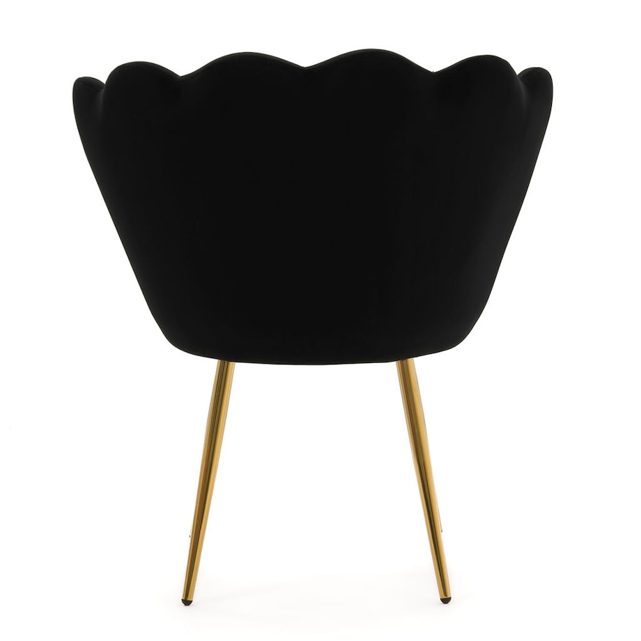 Czarne krzesło welurowe muszla na złotych nogach do toaletki jadalni salonu