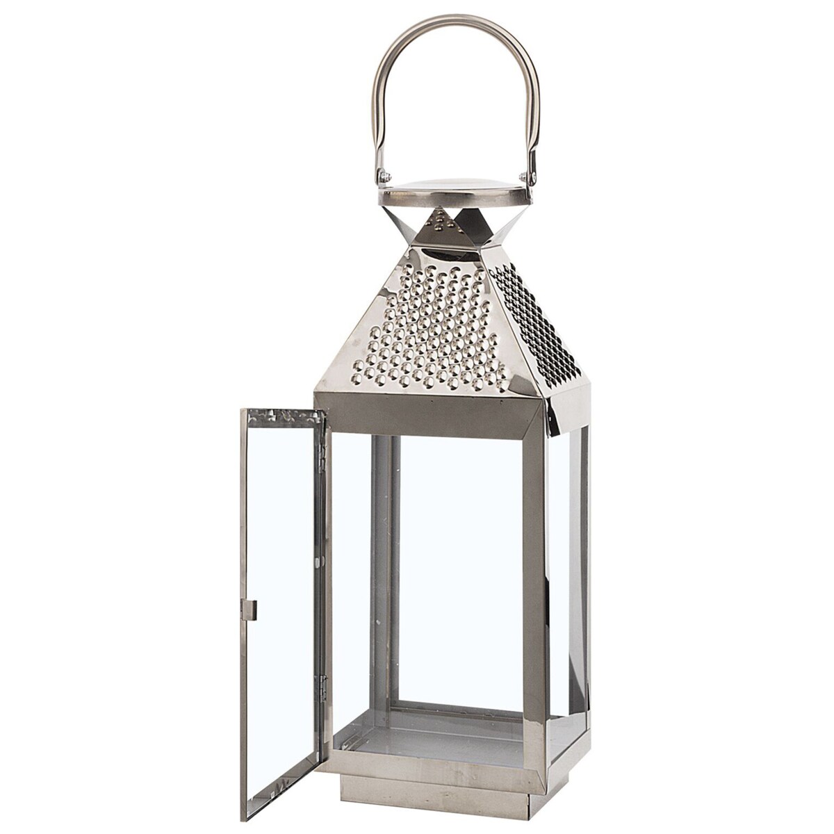 Lampion stalowy 40 cm srebrny BALI