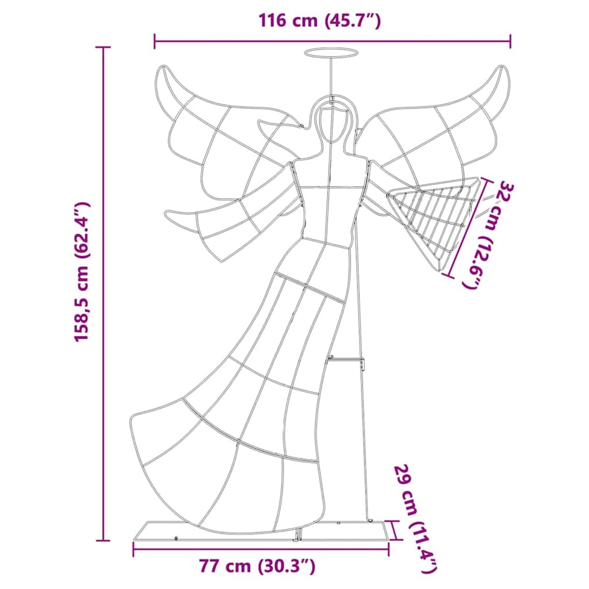 vidaXL Podświetlany kąt Ciepła biel 116 x 29 x 158.5 cm Poliester