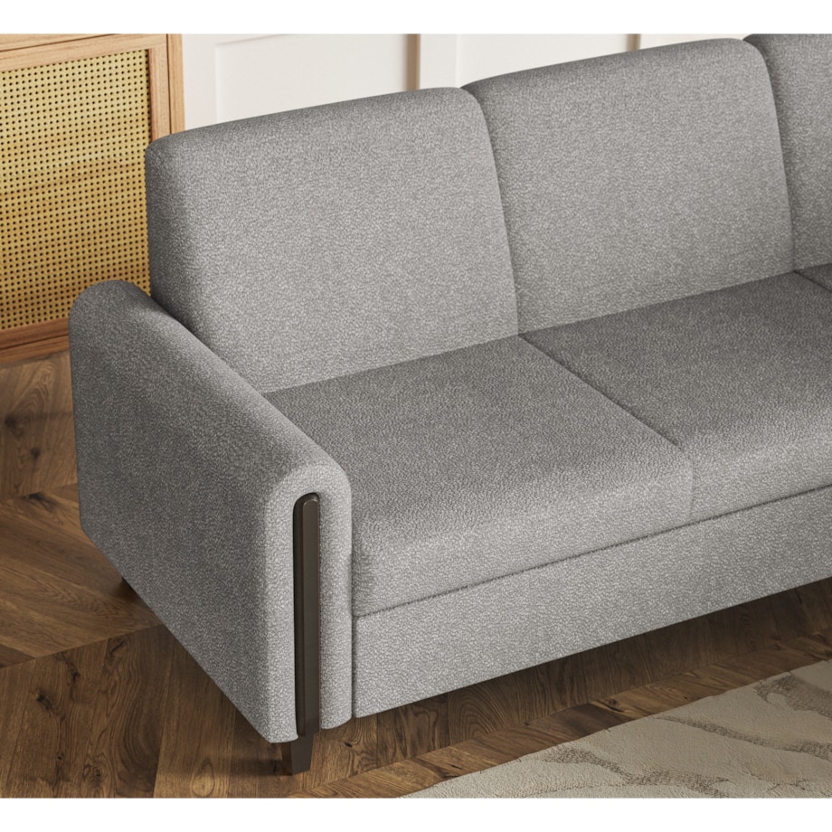 Rozkładany narożnik FLORA w tkannie bubble prawostronny- szary