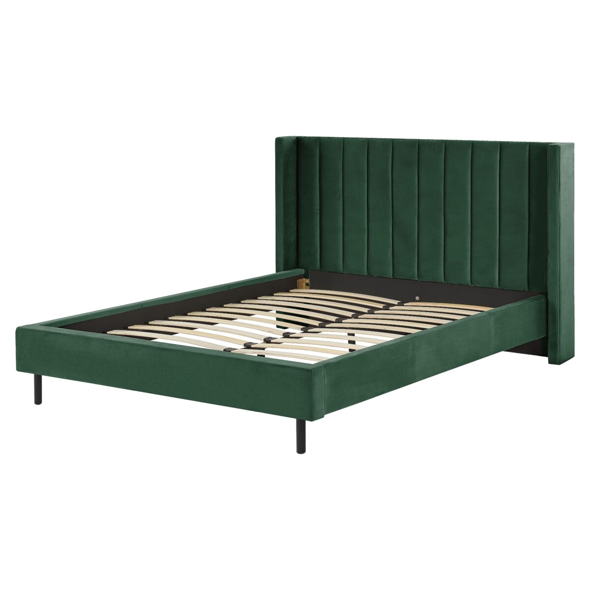 Łóżko welurowe 160 x 200 cm zielone VILLETTE