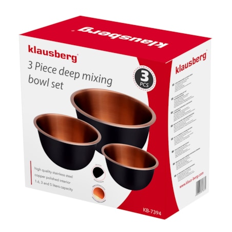 Zestaw 3 misek stalowych miski kuchenne KLAUSBERG