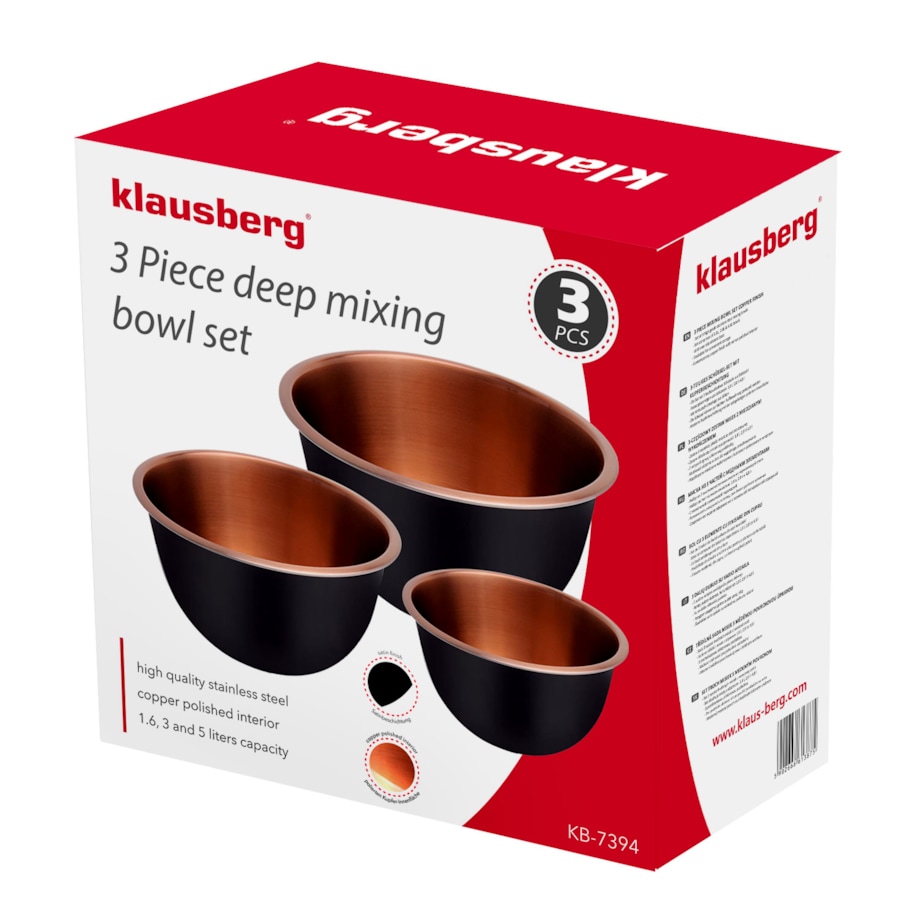 Zestaw 3 misek stalowych miski kuchenne KLAUSBERG