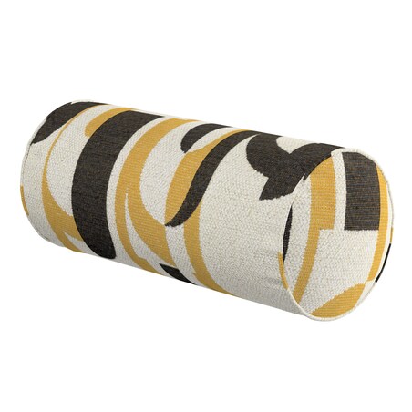 Poduszka wałek prosty, czarno-żółte wzory na kremowym tle, Ø16 x 40 cm, Cosy Home
