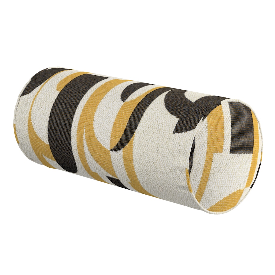 Poduszka wałek prosty, czarno-żółte wzory na kremowym tle, Ø16 x 40 cm, Cosy Home