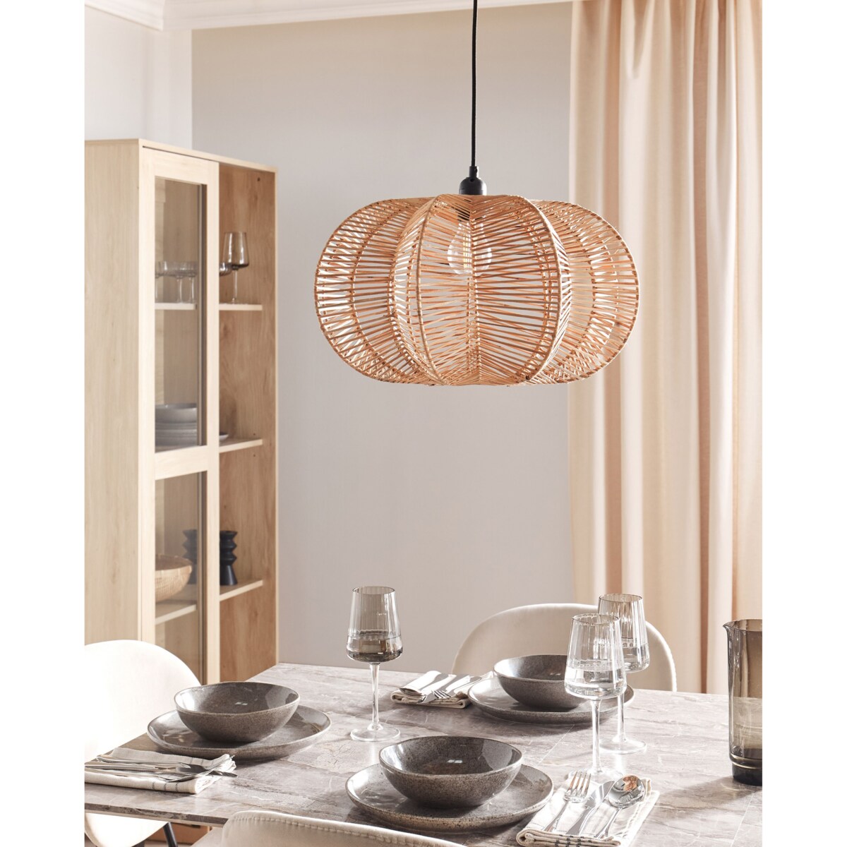 Lampa wisząca rattanowa naturalna KIBI