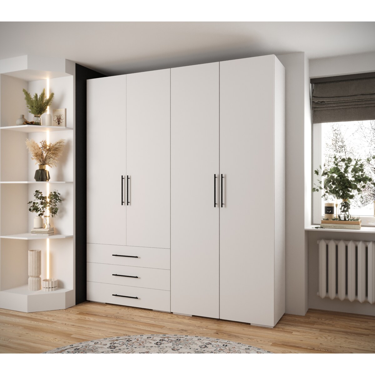 Garderoba wysoka do przedpokoju INOVA 3 Z15 biały+czarny