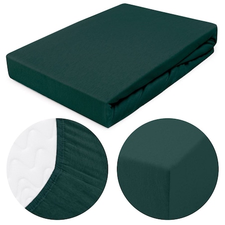 Prześcieradło jersey z gumką 140x200 kolor zieleń butelkowa PREMIUM