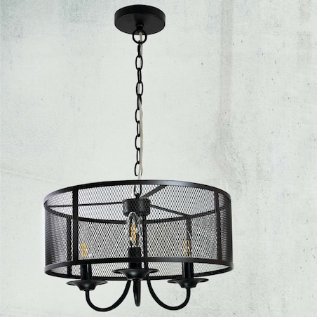 LAMPA wisząca SOHO 310866 Polux okrągła OPRAWA zwis na łańcuchu siatka loft czarna