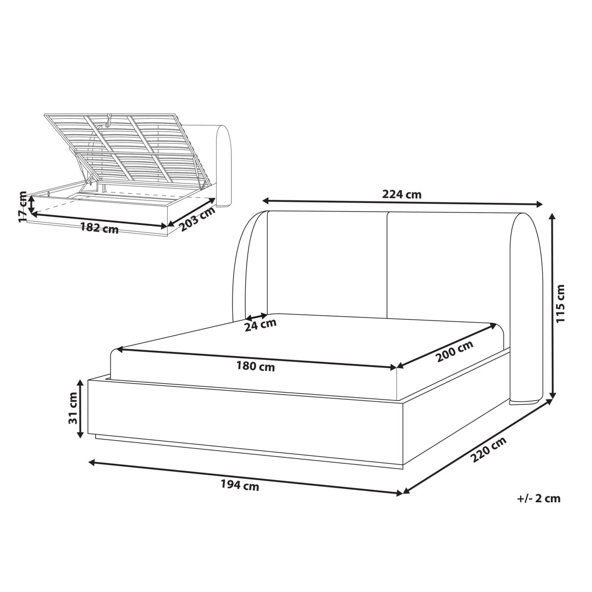 Łóżko z pojemnikiem MONESTIER 180 x 200 cm Złamana biel
