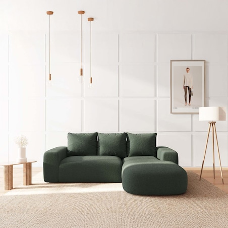 Monce Sofa narożna prawa ciemnozielona