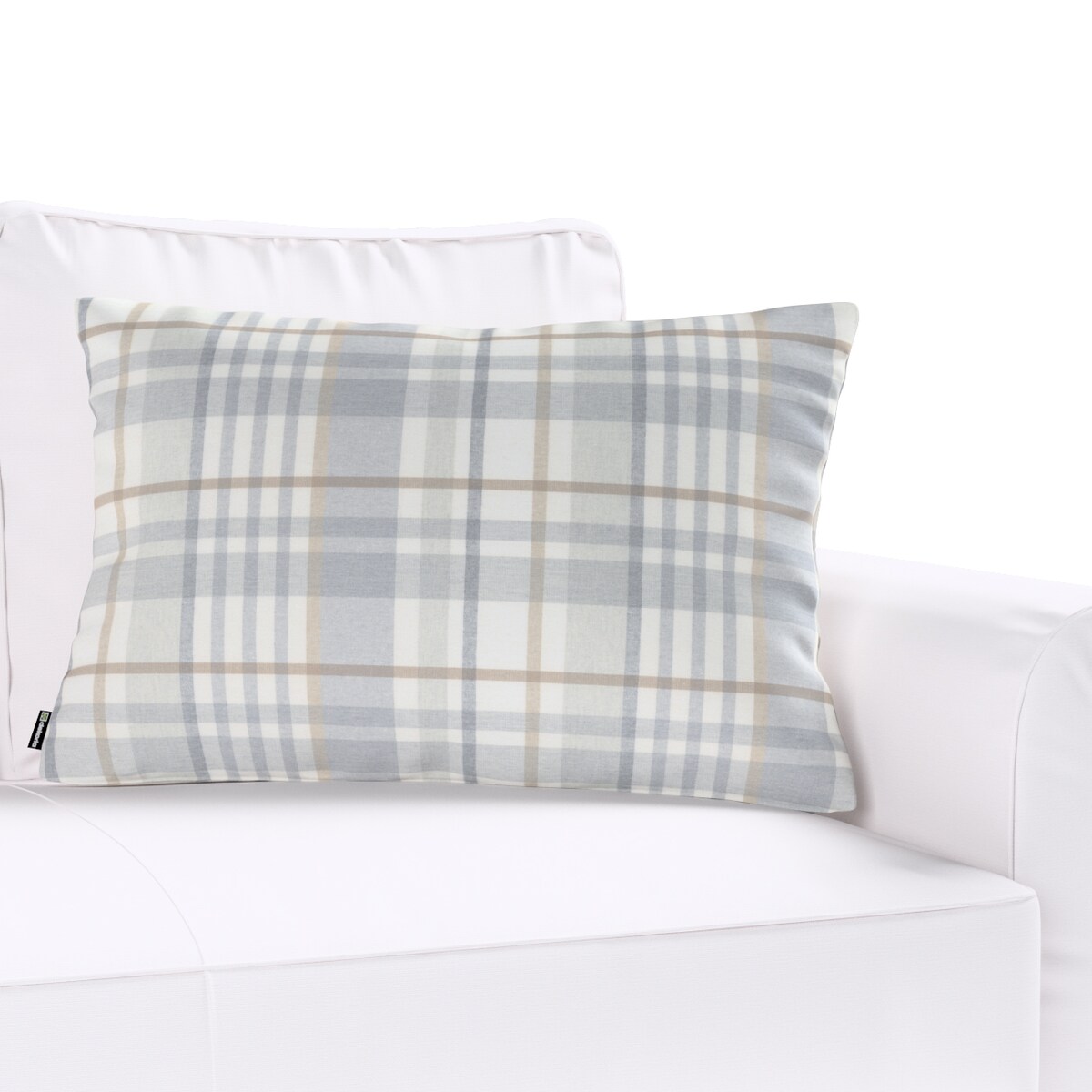 Poszewka Kinga na poduszkę prostokątną 47x28 kratka beżowo-szary melanż