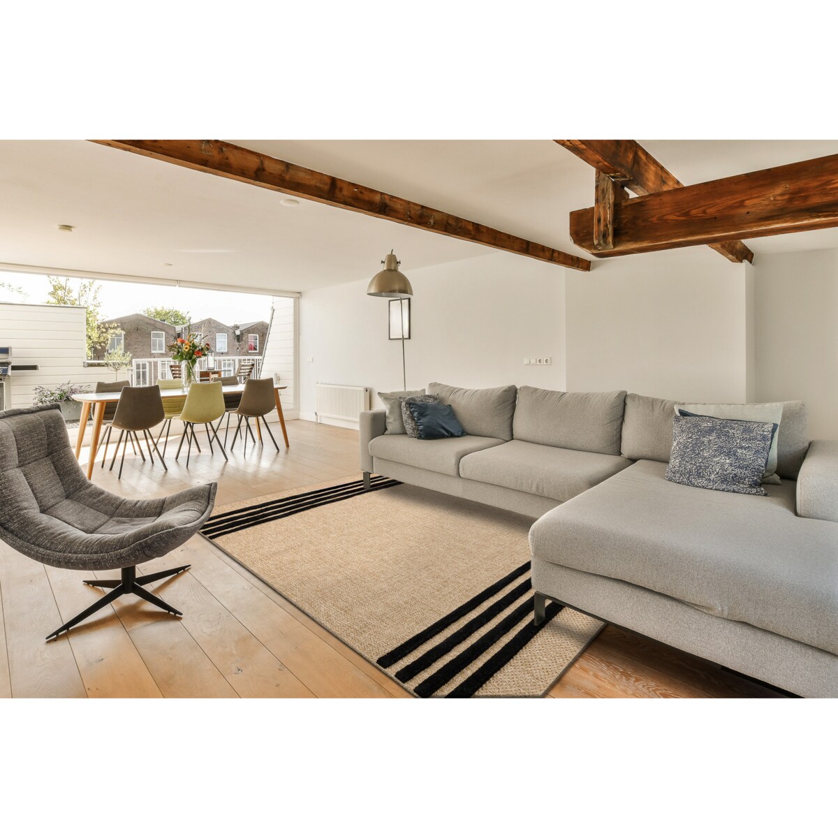 Dywan SPARK 0689 beż / czarny - Linie, 140x190 cm