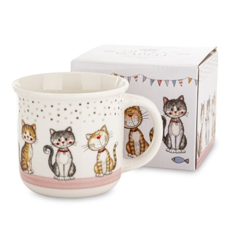 Kubek porcelanowy 400 ml 3 koty 9x13x9,5 cm GATTINI-4 nakrapiany