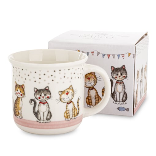 Kubek porcelanowy 400 ml 3 koty 9x13x9,5 cm GATTINI-4 nakrapiany