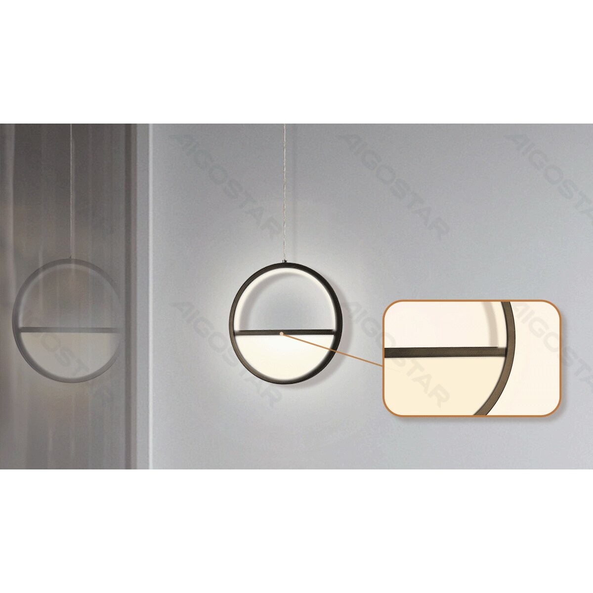 aluminiowa lampa wisząca 13.5w 6500k okragła 120x23 cm