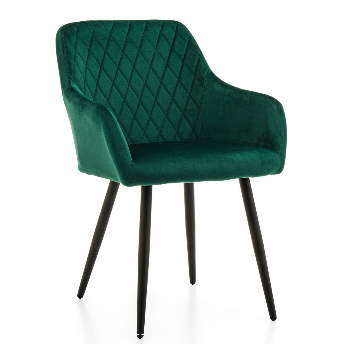 Krzesło tapicerowane TODI welur do salonu jadalni pikowane zielone