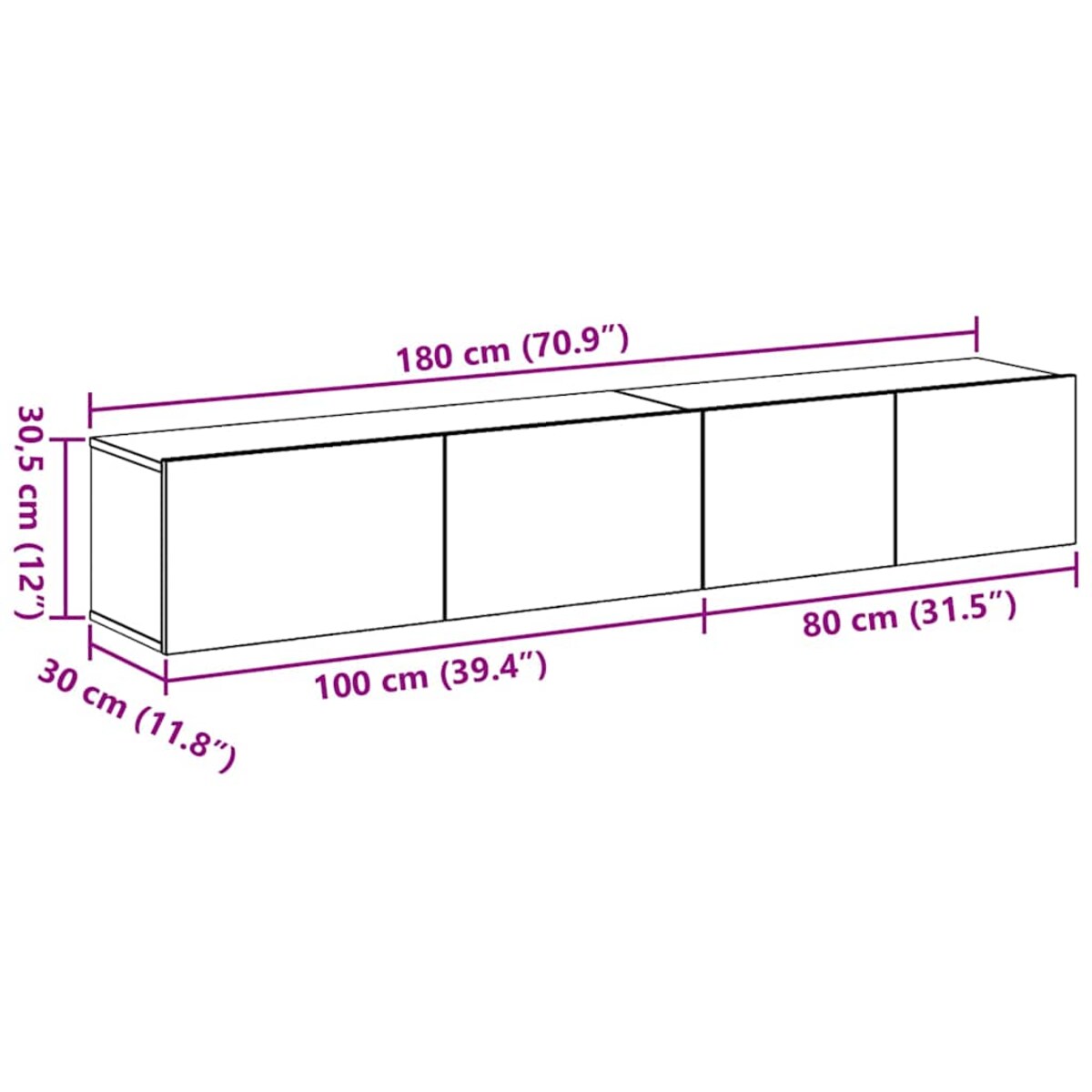 vidaXL Zestaw szafek RTV 2 pcs Czarny dąb 100 x 30 x 30 cm