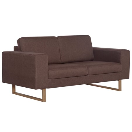 vidaXL 2-osobowa sofa tapicerowana tkaniną, brązowa