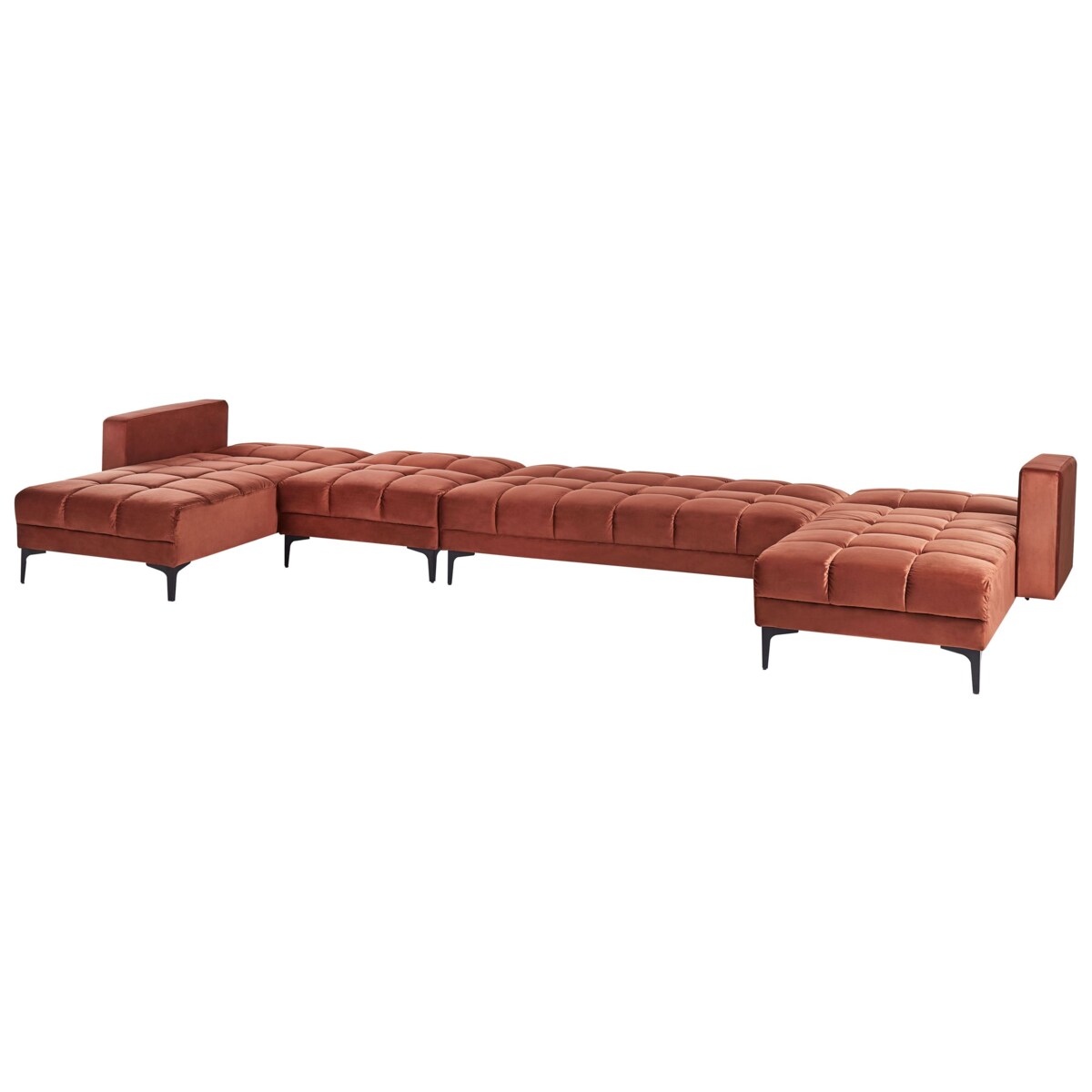 Sofa w kształcie U ALNES Jasnoczerwony Welur dla 6 osób Symetryczny