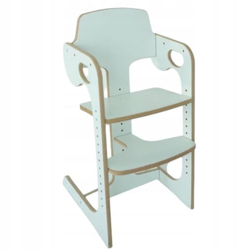 Krzesełko do karmienia DREWNIANE białe do jadalni REGULOWANE CERTYFIKOWANE