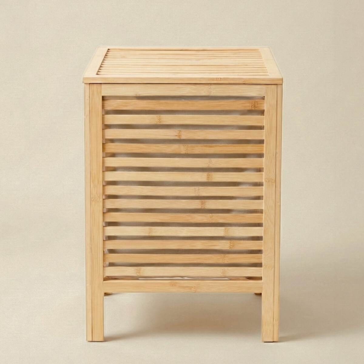 Bambusowy kosz na pranie z pokrywą i wyciąganym workiem LUND, 60 L