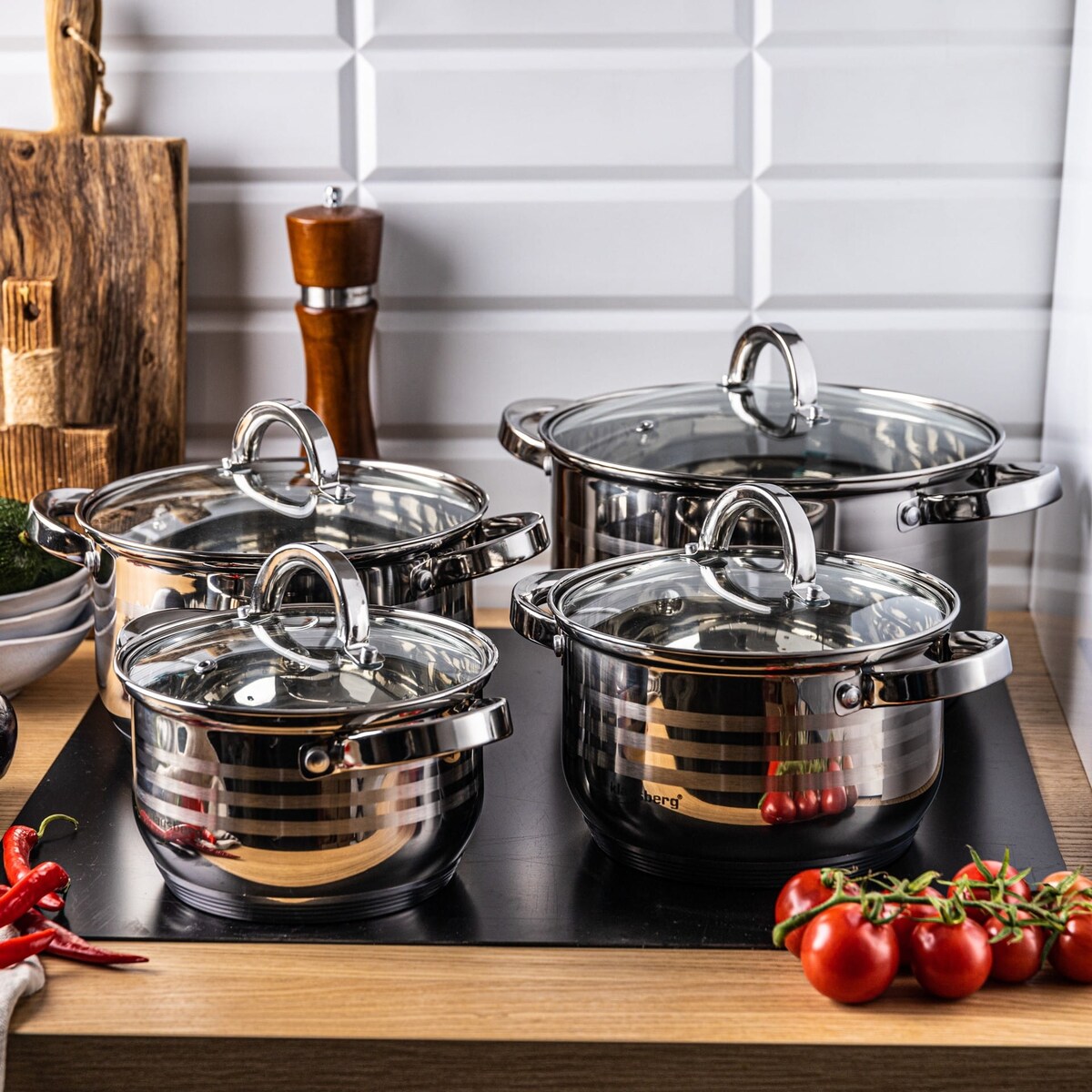 Zestaw garnków stalowych 8 ele. 2.1/2.9/3.9/6.6L KLAUSBERG