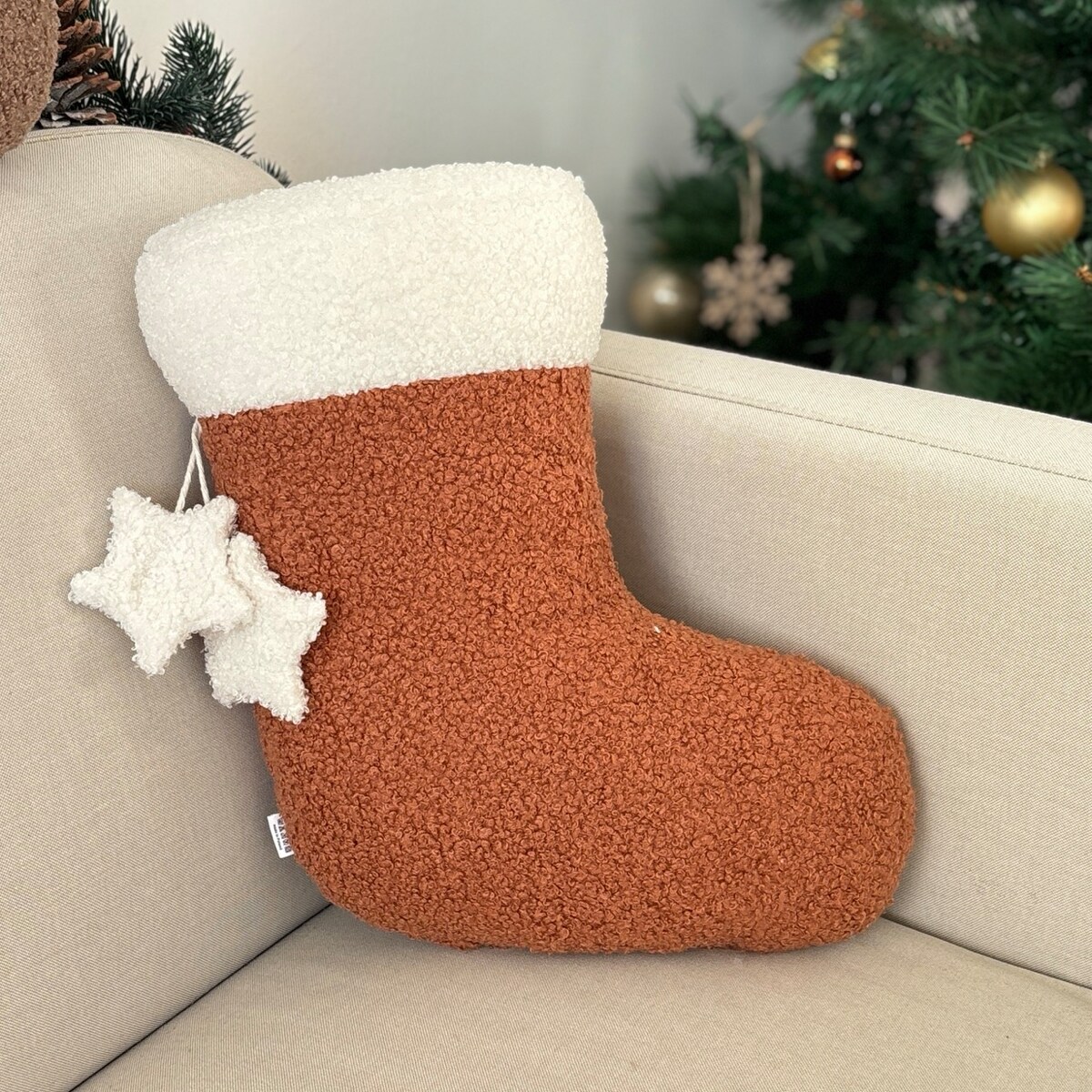 Poduszka świąteczna Skarpeta ruda boucle