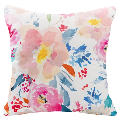 Poszewka dekoracyjna 43x43 biała w pastelowe kwiaty