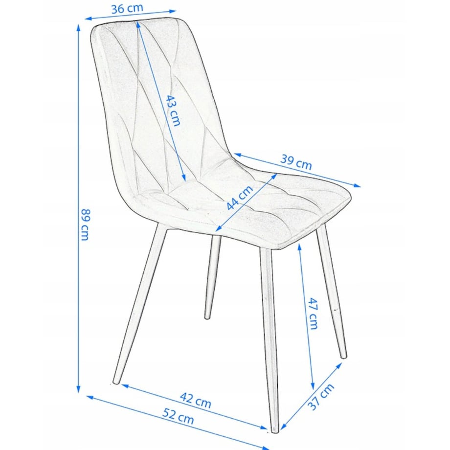 2 X Krzesło Do Jadalni Kuchni Stołu Zestaw Komplet Piado Granatowe
