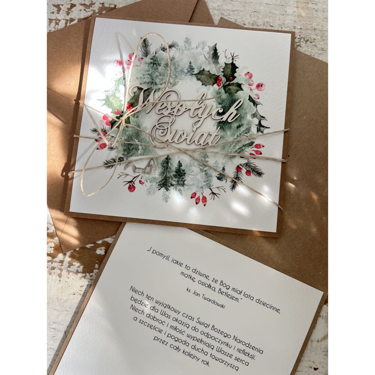 Wyjątkowa ręcznie robiona kartka świąteczna na Boże Narodzenie