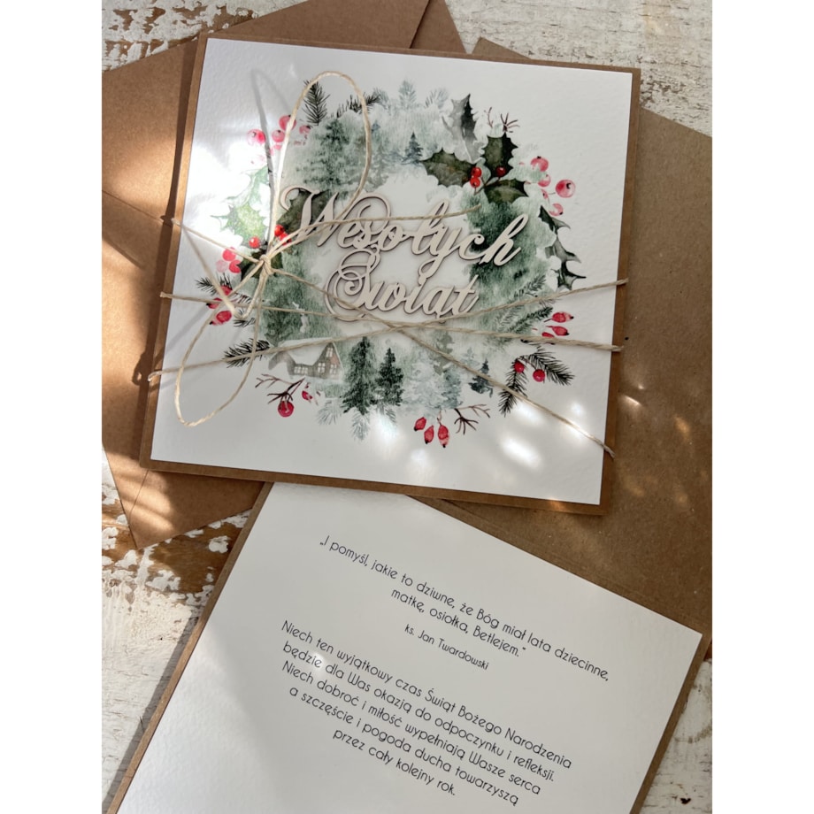 Wyjątkowa ręcznie robiona kartka świąteczna na Boże Narodzenie