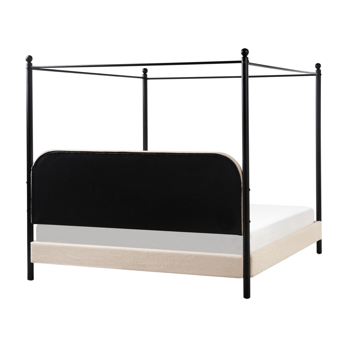 Łóżko z baldachimem Boucle DANNEMOIS 180 x 200 cm Beżowy