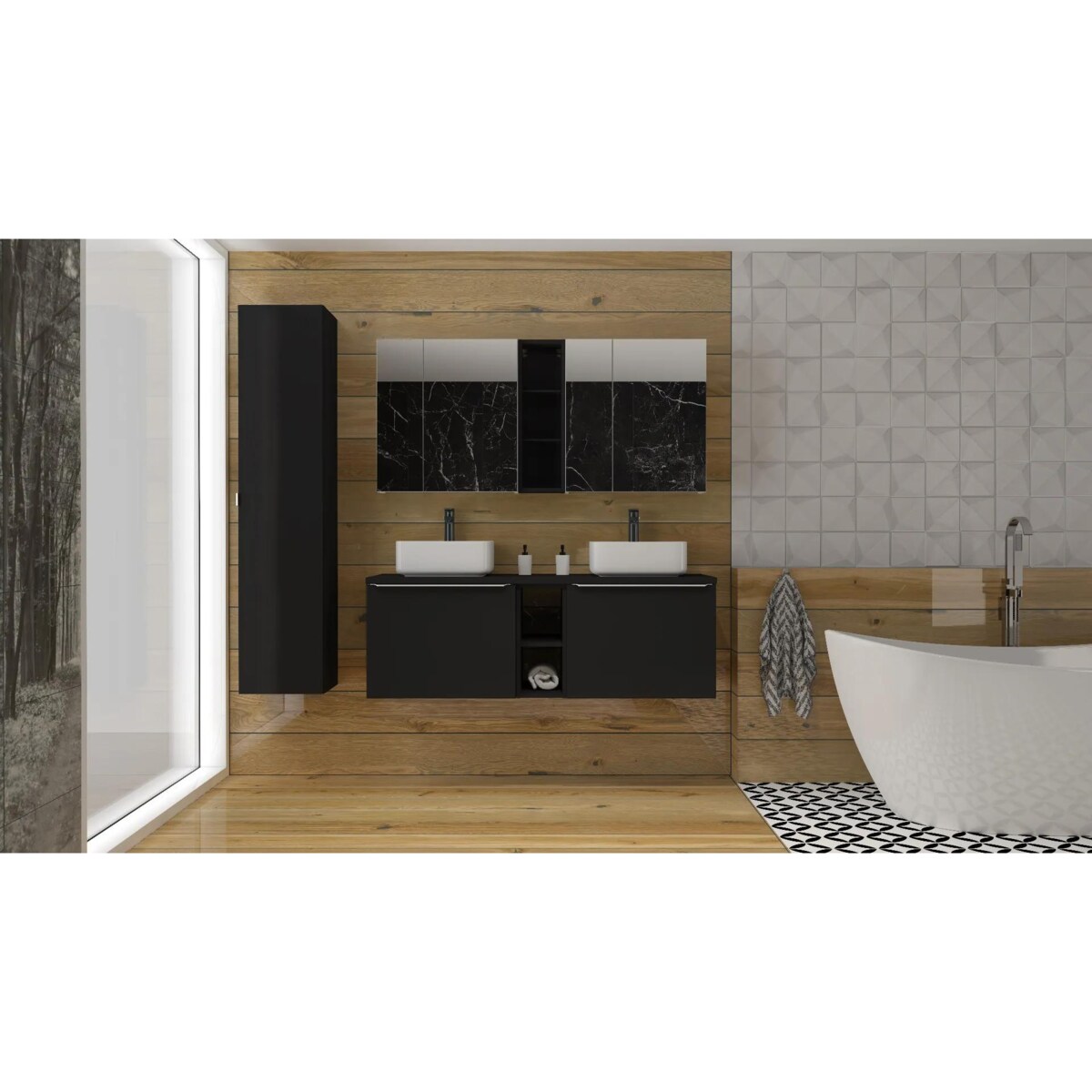 Szafka pod umywalkę nablatową SANTA FE BLACK 60 cm czarny mat